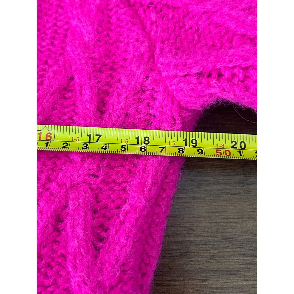 Steve Madden Hot Pink Cable Knit Sweater Women Small Fuchsia Wool Blend - Picture 3 of 7